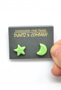 Ceramic Moon & Star Studs